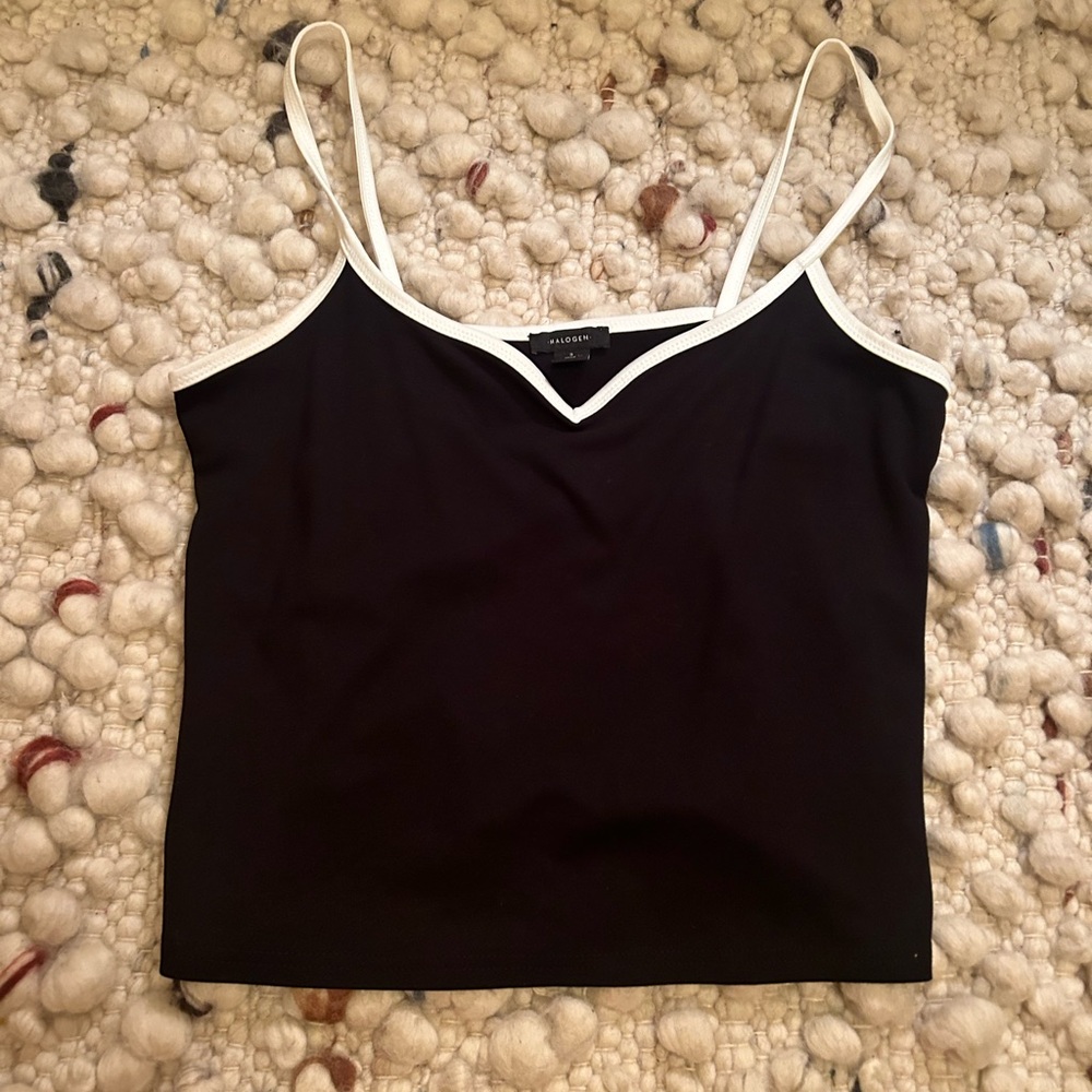 Black and White Strap Top